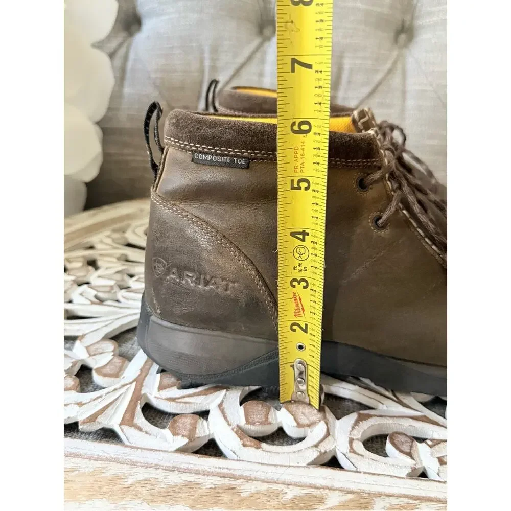 Ariat Composite Toe Brown Leather Men's Chukka Work Shoes Boots 11 Wide